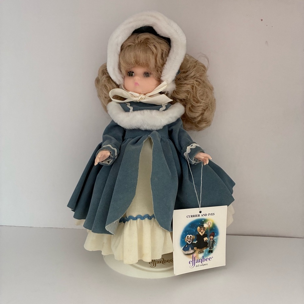 NWT Effanbee Currier & Ives Hard Plastic Sleeper Doll. NEW Vintage, 1988